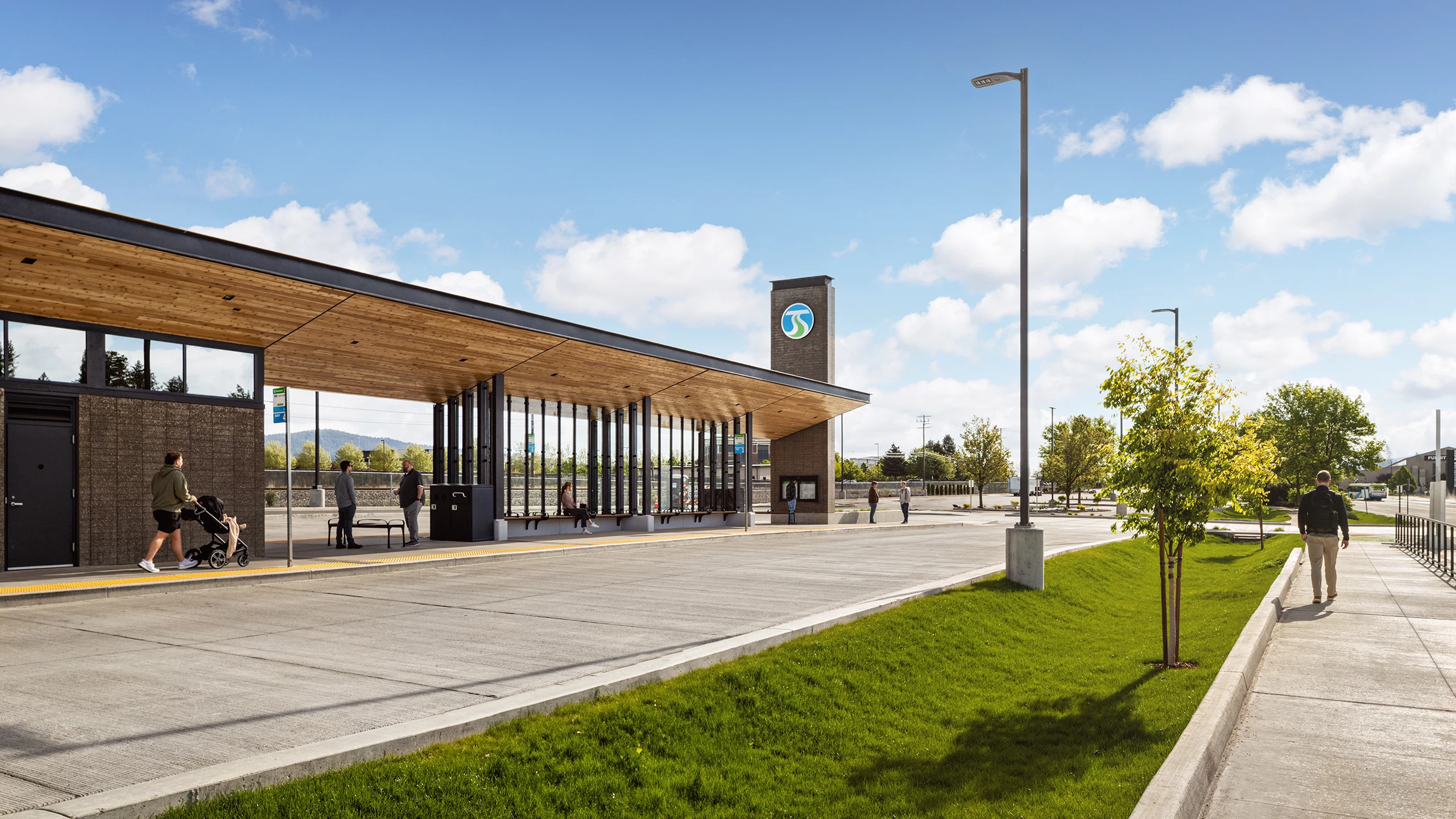 5.8.2025 ALSC Spokane Valley Transit Center Perspective With Sidewalk From South West Large